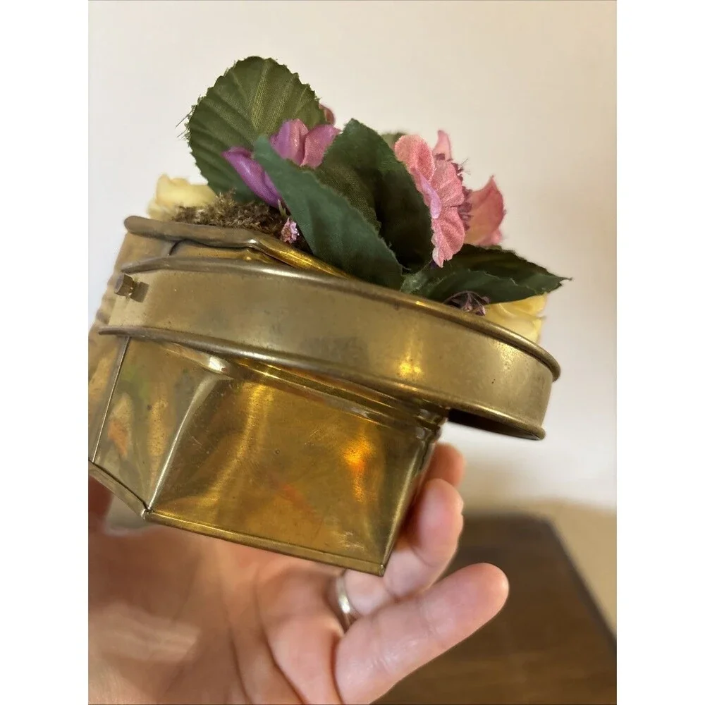 India Brass Pots/ Planters (2) MCM Cottagecore Classic Elegance Vintage